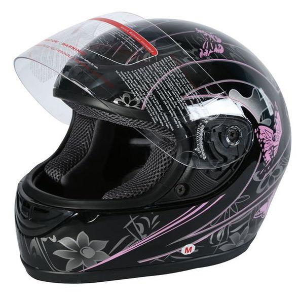 Dot adult pink black butterfly full face motorcycle helmet street helmet size l