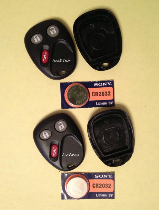 Two new 3 button chevy gm lhj011 case and pad keyless fob + two free batteries