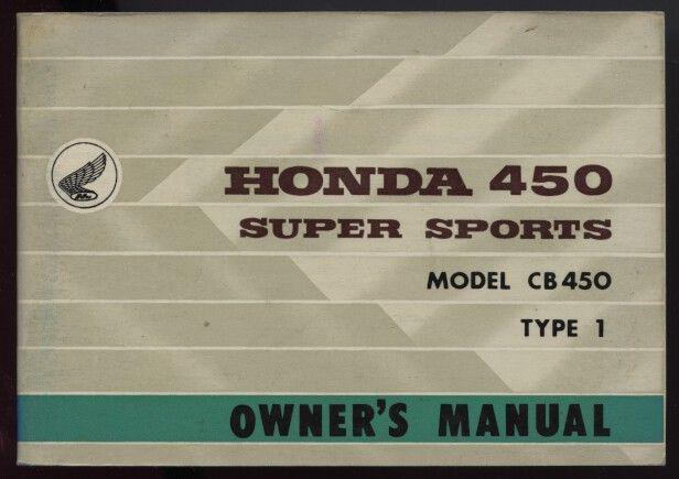 1965 honda 450 cb450 type 1 owner's manual (original, not a reprint)