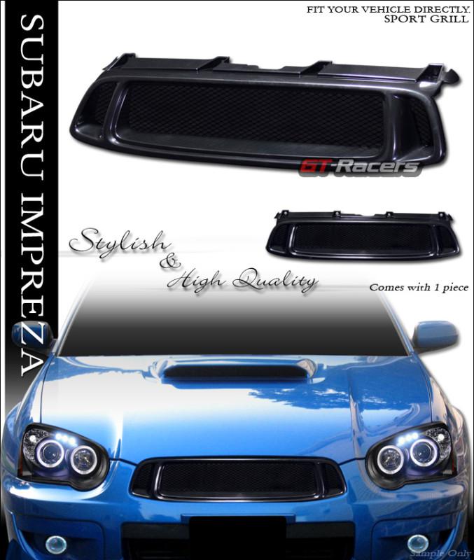 Black aluminum mesh front hood bumper grill grille abs 2004-2005 impreza wrx sti