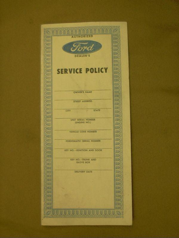 1950's ford passenger car & truck dealer's service policy and warranty 