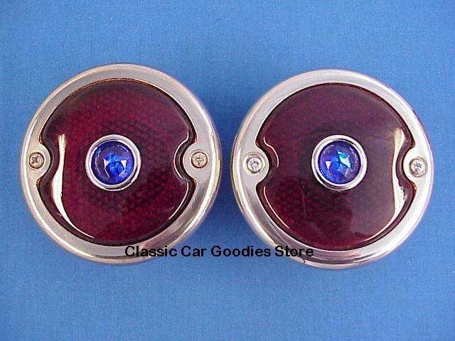 1935-1936 ford blue dot tail lights new black (2) glass