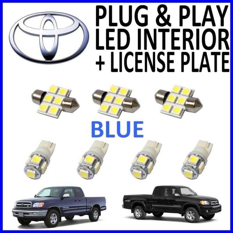 7 piece super blue led interior package kit + license plate tag lights tt2b