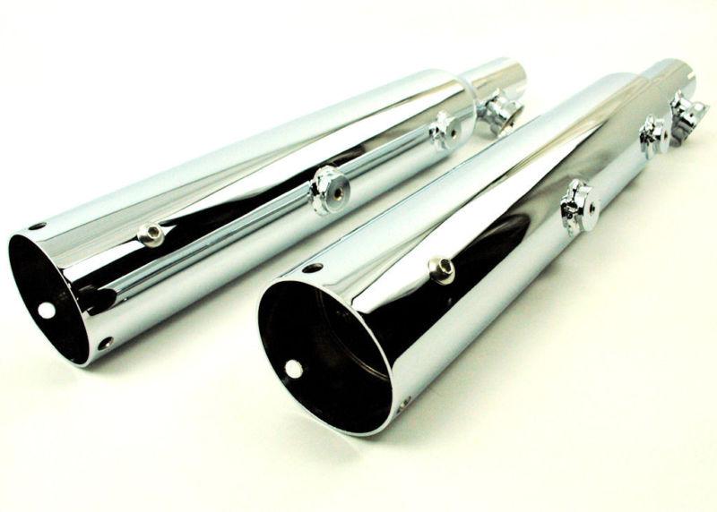 Rush 3" chrome mufflers slip-on exhaust pipes tip compat harley softail models