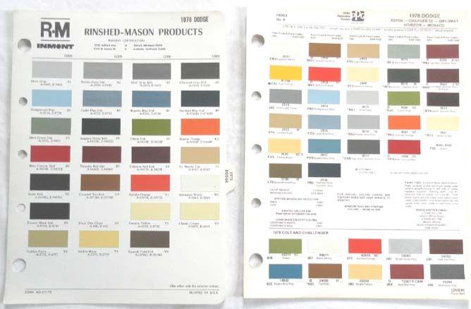 1978 dodge   color paint chip chart dart charger coronet monaco mopar original