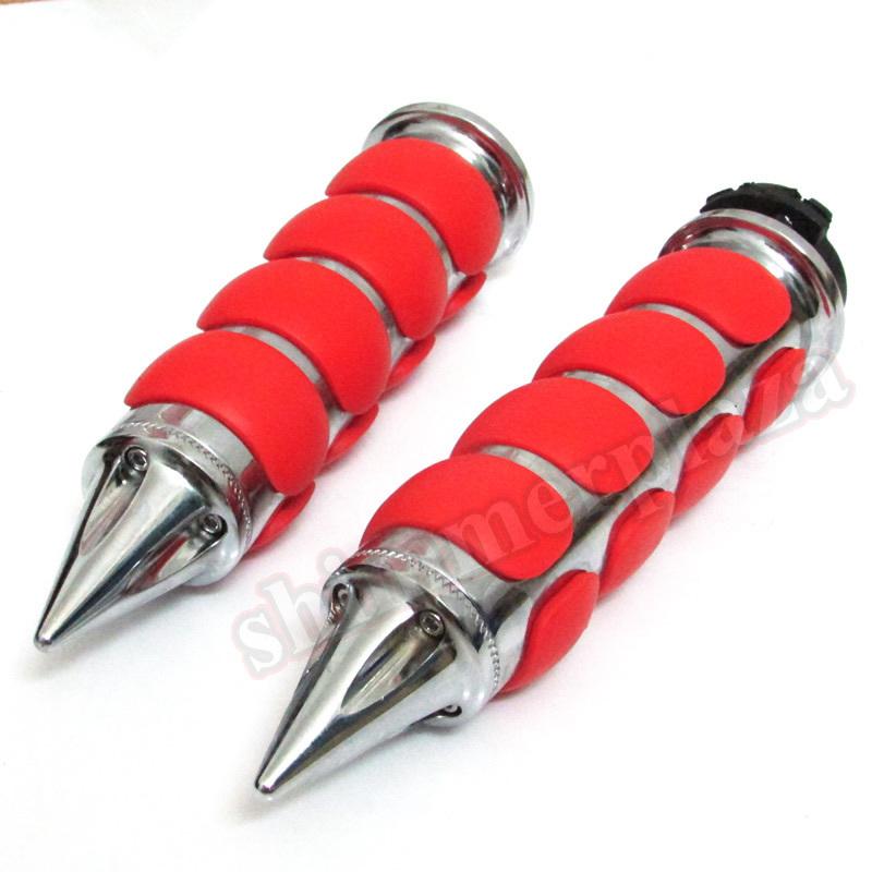 1" red new spike hand grips for harley sportster dyna softail road custom