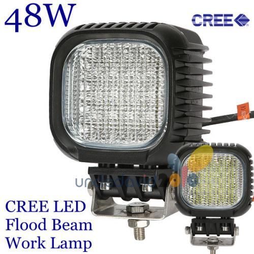 48w square cree led work light flood beam offroad lamp atv truck jeep suv 4wd