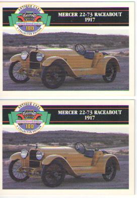 1917 mercer raceabout baseball card sized cards - lot of 2 - must see !!