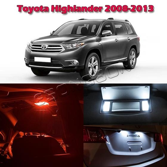 12 red led map dome door trunk light package for toyota highlander +tool bar