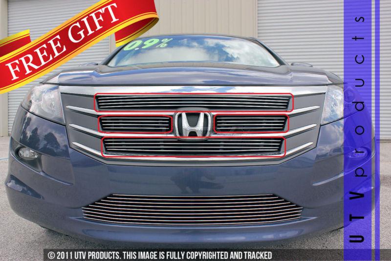 2010 - 2012 honda accord crosstour 4pc upper inserts chrome billet grille kit 