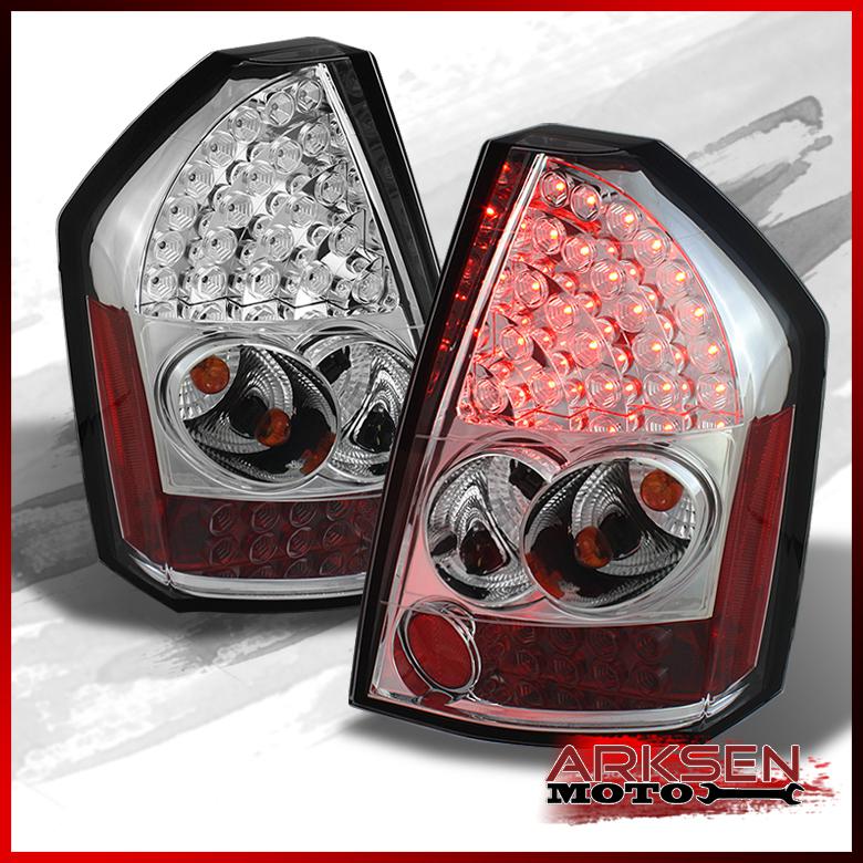 08-10 chrysler 300c srt8 chrome led tail lights brake lamps left+right pair set