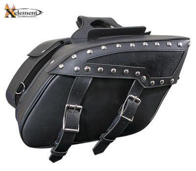 Pvc zip-off chrome studded saddlebags