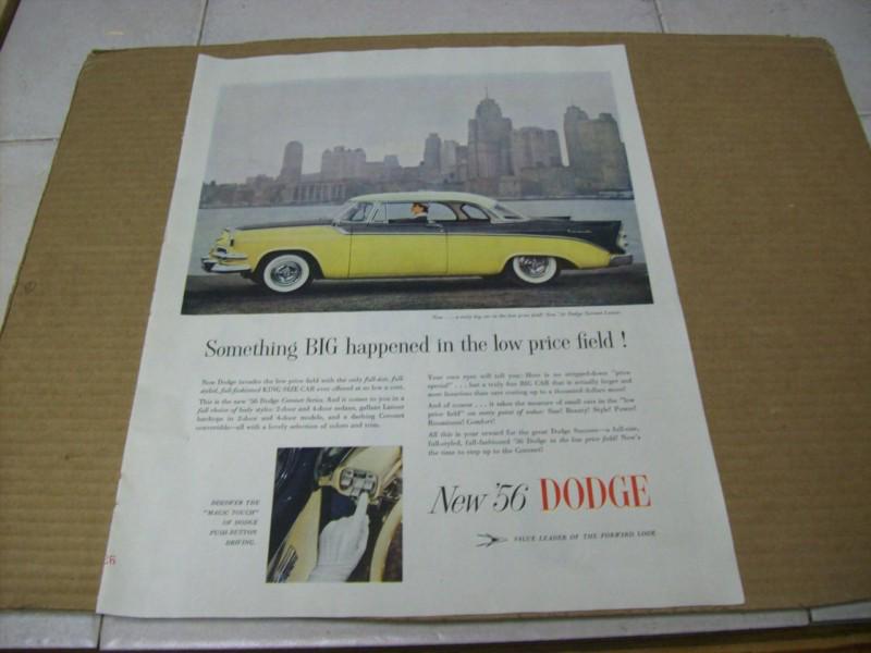 1956 dodge coronet lancer 2 dr.  advertisement, vintage ad 