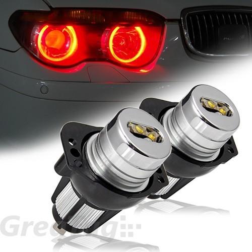 2006-2008 bmw e90 e91 sedan wagon xenon red 6w led angel eye bulb halo ring pair