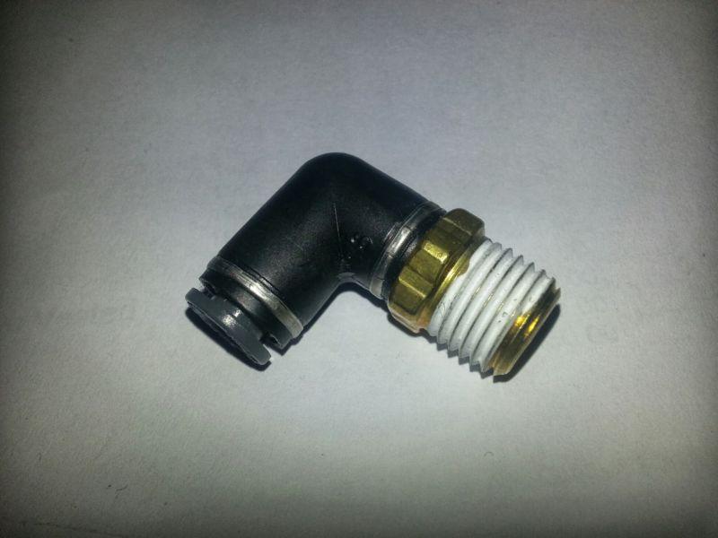 90 deg air line fitting male 1/4" npt brass to 1/4" nylon push in