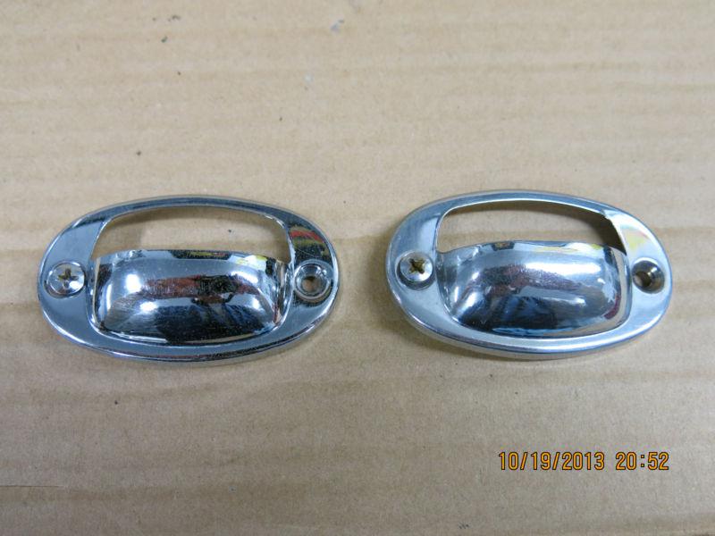 Porsche 356b/c rear license plate light chrome frames - nice condition