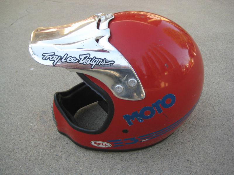 Vintage used bell moto 3  motorcycle helmet red size 71/2