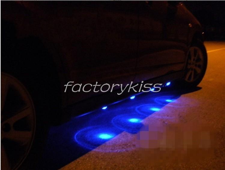  2pcs car waterproof round led floor undercar light decorative lamps blue