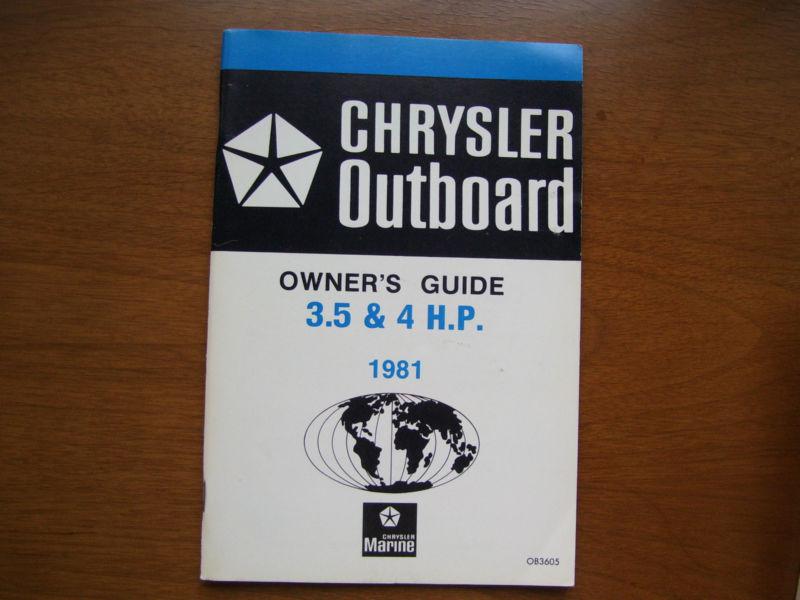 Chrysler outboard owner's guide 3.5 & 4 hp 1981