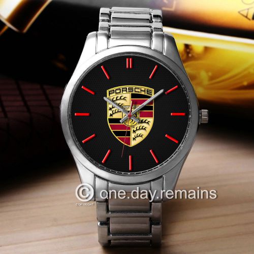 Rare porsche gold shield emblem logo sale sport watch metalic cars watch unique