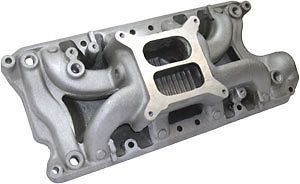 54026 sb ford 302 crosswind air gap dual plane intake manifold 1500-6500 satin