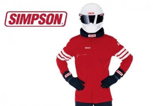 New simpson medium red std19 sfi-5 two layer nomex driving fire suit jacket only