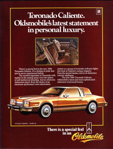 1984 oldsmobile toronado caliente coupe photo &#034;personal luxury&#034; promo print ad