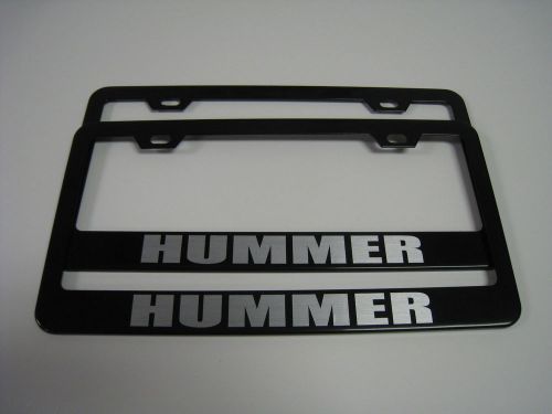 (2) black coated metal license plate frame - hummer