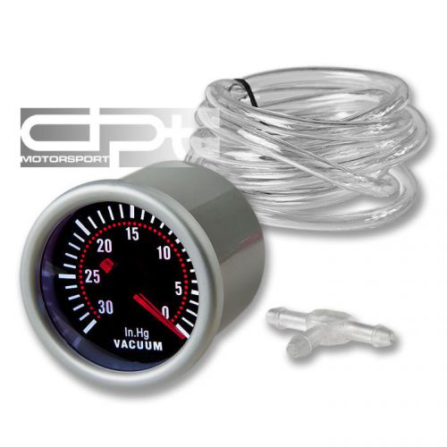2&#034; 52mm led vacuum pressure smoke/tint glow gauge meter lens silver trim ring