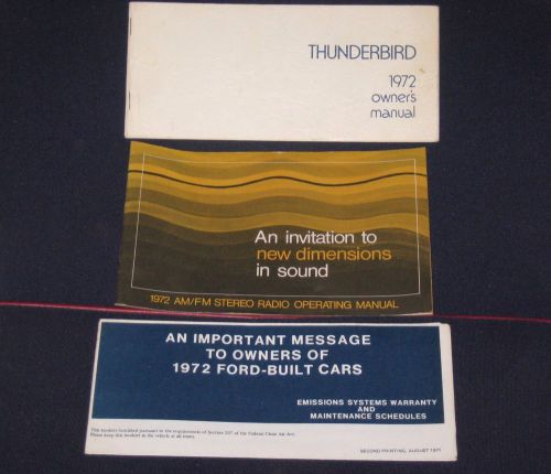 72 original 1972 ford thunderbird owners operating manual guide + am/fm stereo