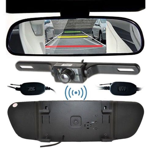 5&#034; tft lcd car rearview mirror car reverse monitor 2.4ghz wireless backup camera