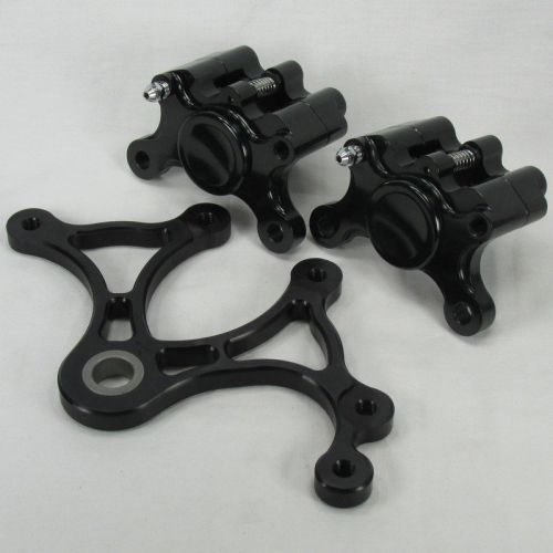 Dual rear brake caliper hanger 2 piston calipers 1&#034; axle chopper bobber harley