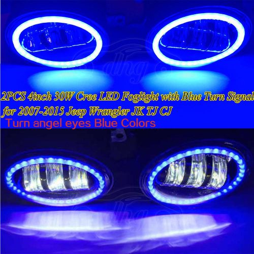 2x 4inch 30w cree round led fog light for 07-15 jeep wrangler jk tj lj blue drl