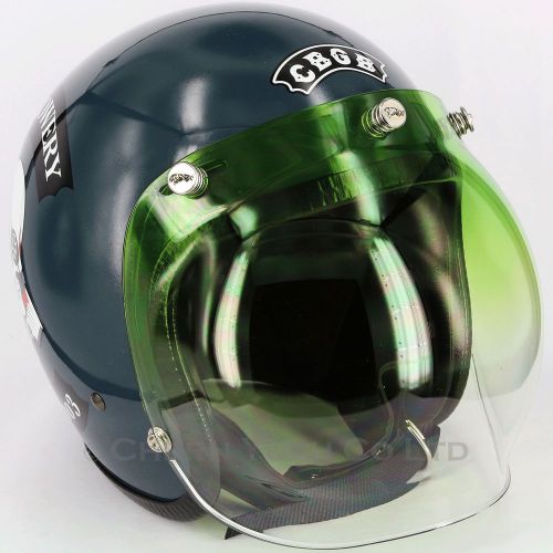 3 jaguar snaps uv gradation green bubble shield helmet face mask visor for shoei