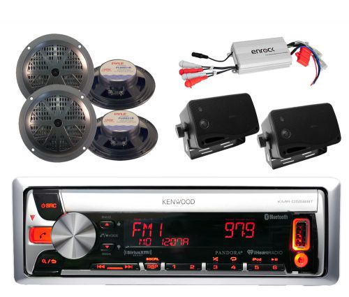 New kenwood marine car bluetooth pandora cd mp3 radio 6x black speakers 800w amp