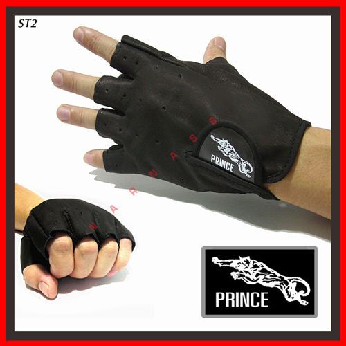 Leather motorcycle gloves &amp; sport bike half finger prince blacks &#034;m&#034; (8.7)a