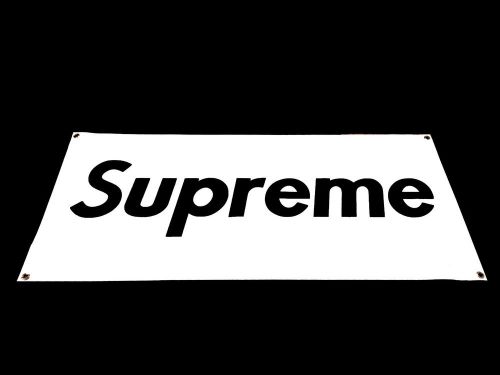 Supreme banner garage room decor vinyl crooks diamond white black skate sign ad