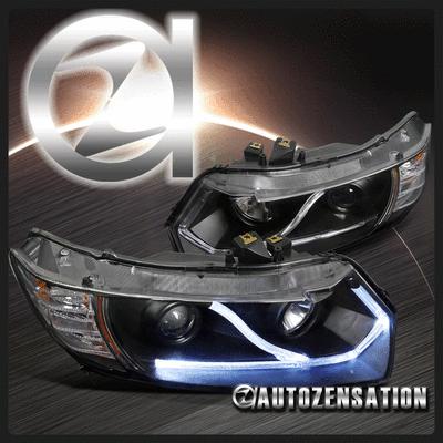 06-11 honda civic 2dr coupe black led drl projector headlights