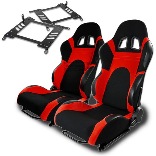 Type-6 racing seat black red woven+silder+for 00-06 maxima/sentra a33 bracket x2