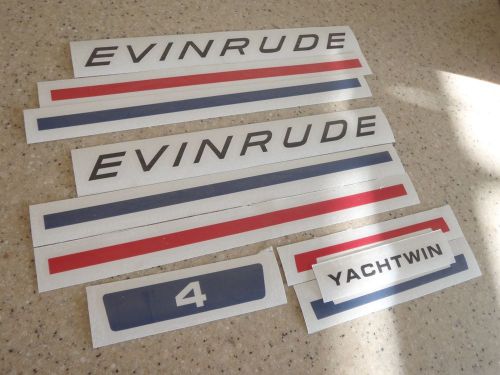 Evinrude yachtwin outboard vintage decal kit 4 hp free ship + free fish decal!