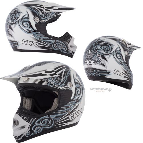 Mx helmet ckx tx-218 whip white/black/silver medium adult motocross offroad atv