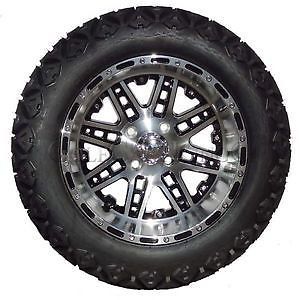 (4) 14&#034; megastar machined w/ black wheels and (4) backlash 23x10.00-14 a/t