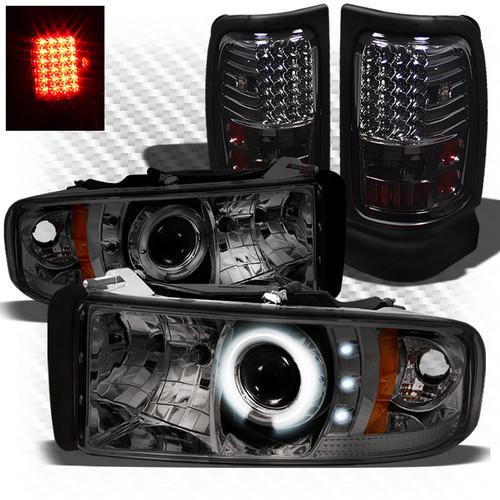 94-01 ram 1500, 94-02 2/3500 smoked ccfl projector headlights + led tail lights