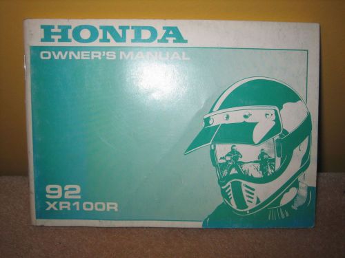 1992 honda xr100r oem owners manual book owner&#039;s service xr100 xr 100 92