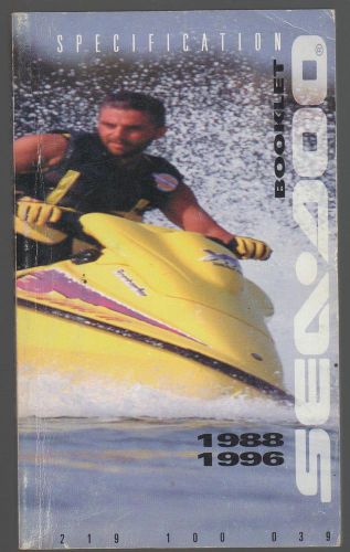 1988-1996 sea doo watercraft specification manual book p/n 219 100 039  (519)