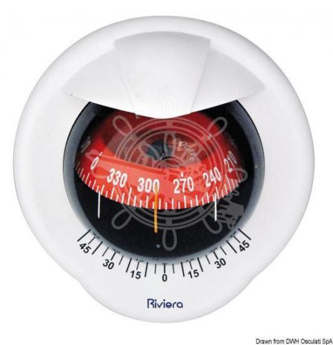 Riviera pegasus boat marine compass 4&#034; 100mm white/red with cover