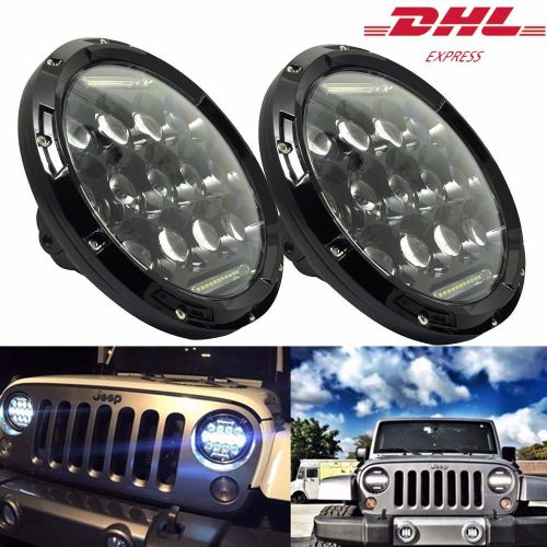 7&#039; &#039;inch round 75w philips led headlight yellow drl hi/lo beam for jeep wrangler