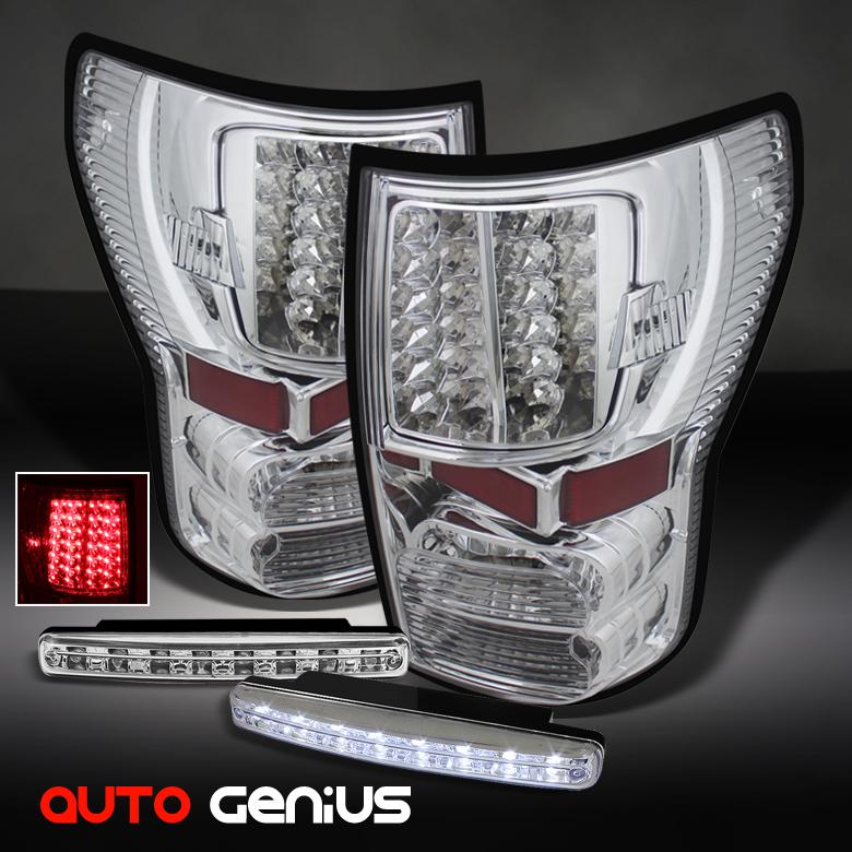 07-13 toyota tundra chrome led tail lights pair+hyper white daytime running lamp