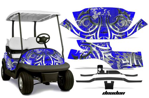 Club car precedent golf cart graphic kit wrap parts amr racing decals deadn blue