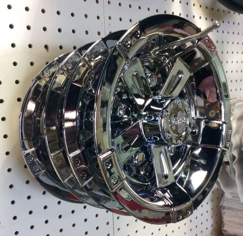 8&#034; vegas set of 4 golf cart wheel covers chrome